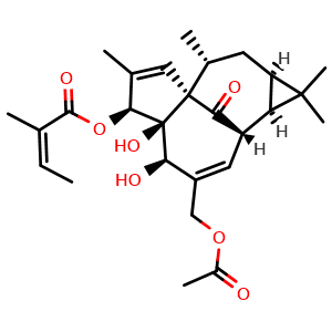 Chemical structure of 20-O-Acetylingenol-3-angelate , CAS 82425-35-2, AChemBlock Z238969