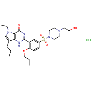 Chemical structure of Mirodenafil dihydrochloride , CAS 862189-96-6, AChemBlock Z238973